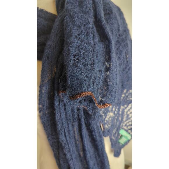 Lauren Ralph Lauren Web Crochet Oversized Scarf Wrap Mohair OS - Picture 5 of 7